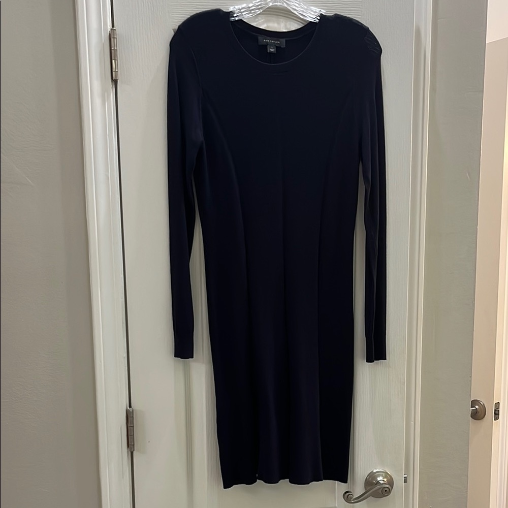 Ann Taylor Classic Navy Long Sleeve Dress